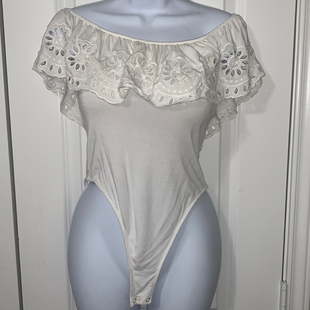 White off the shoulder bodysuit